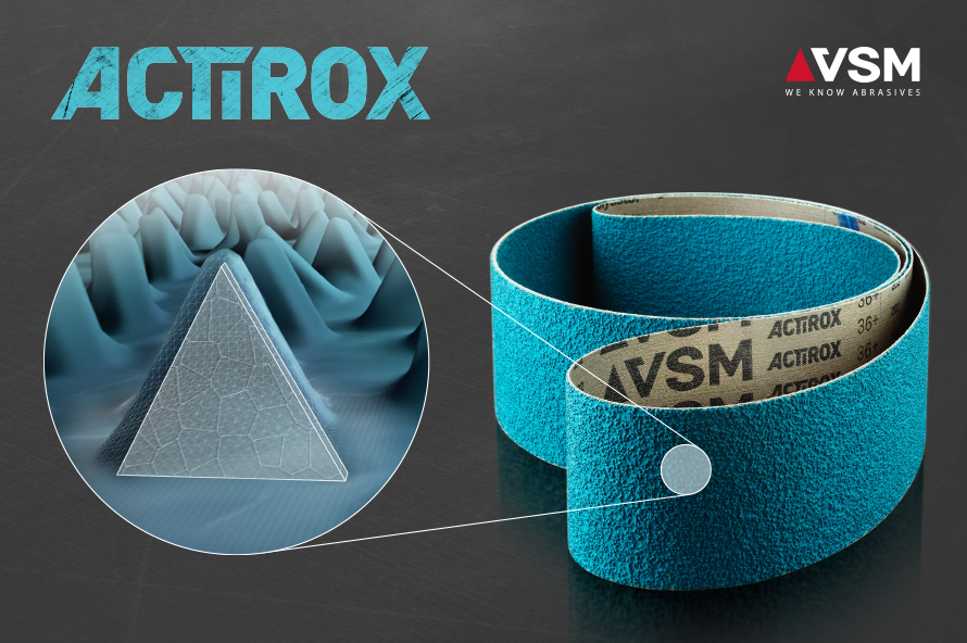 VSM ACTIROX es uno de los abrasivos más eficientes del mercado. Sus granos cerámicos conformados geométricamente son «autoafilantes» y conservan su agresividad durante toda su vida útil.